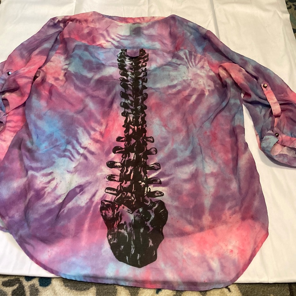 Tye dye sheer blouse L
